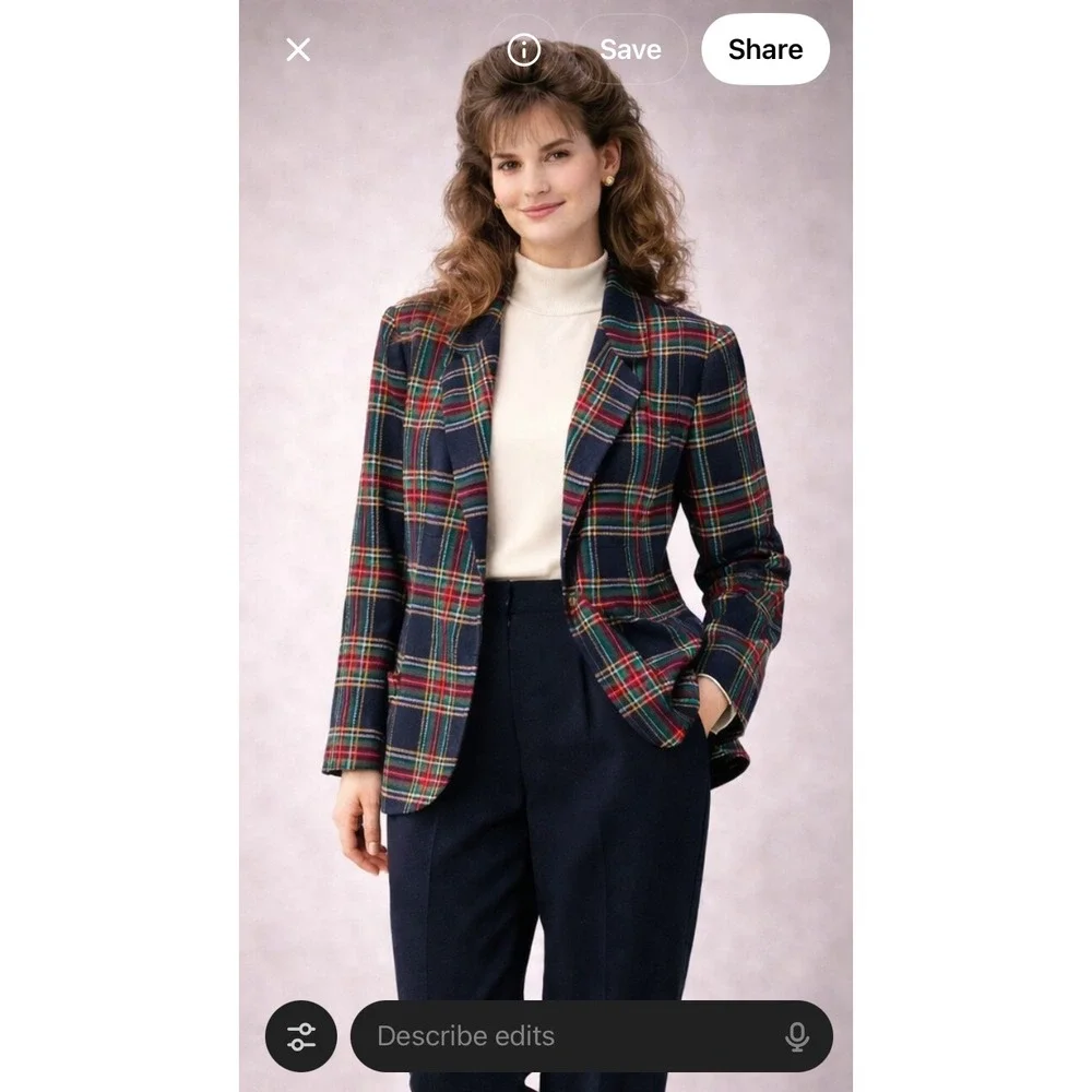 Vintage Homemade Plaid Wool Blazer Jacket | Lined‎ | 1980s | Women's Small